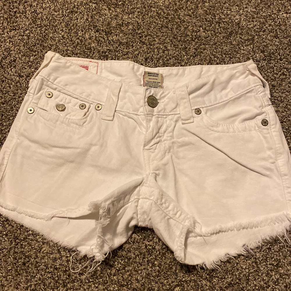 True religion white jean shorts